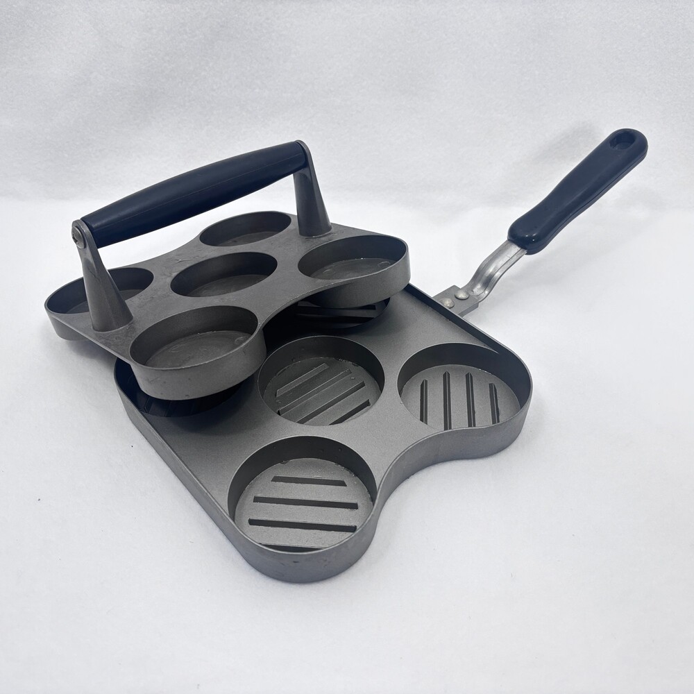 Cast Iron 7 Inch Burger Press with Black Handles Heavy Duty